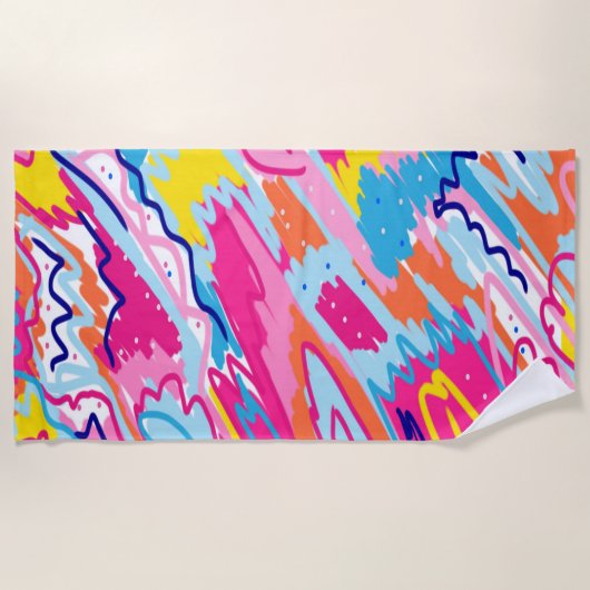 Helderkleurige Abstracte kunst Strandlaken (Voorkant)