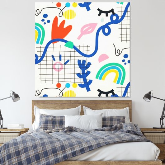 Helderkleurige Abstracte kunststofdoppen Canvas Afdruk (Insitu (Slaapkamer))