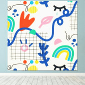 Helderkleurige Abstracte kunststofdoppen Canvas Afdruk (Insitu (Houten vloer))