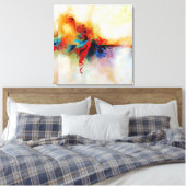 Helderkleurige Abstracte olieverf Canvas Afdruk (Insitu (Slaapkamer))