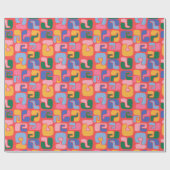 Helderkleurige Abstracte vormen in Geel Rood Blauw Cadeaupapier (Vlak)