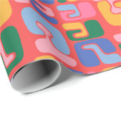 Helderkleurige Abstracte vormen in Geel Rood Blauw Cadeaupapier (Rol Hoek)