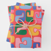 Helderkleurige Abstracte vormen in Geel Rood Blauw Inpakpapier Vel (In situ)