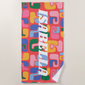 Helderkleurige Abstracte vormen Persoonlijke naam Strandlaken (Voorkant)