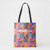 Helderkleurige Abstracte vormen Persoonlijke naam Tote Bag (Voorkant)