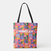 Helderkleurige Abstracte vormen Persoonlijke naam Tote Bag (Achterkant)