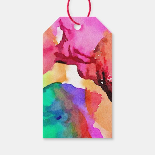 Helderkleurige Abstracte Waterverf Cadeaulabel (Achterkant)