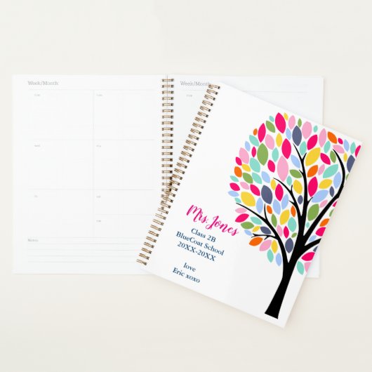 Helderkleurige appel leraar boom bedankt planner (Display)