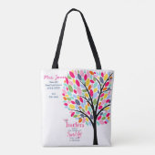 Helderkleurige appel leraar boom bedankt tote bag (Achterkant)