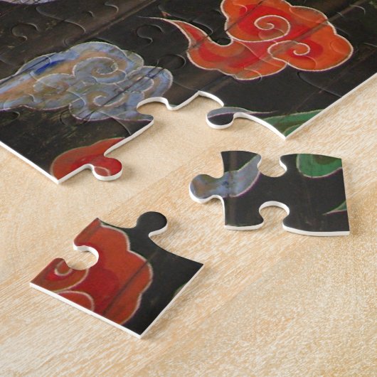 Helderkleurige Aziatische drakenkunst in Korea Legpuzzel (Zijkant)