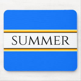 Helderkleurige, blauw-blauwe SUMMER Stripes Muismat