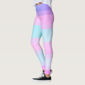 Helderkleurige blauwe roze groene pastaafstrips leggings