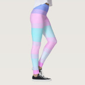Helderkleurige blauwe roze groene pastaafstrips leggings (Rechts)