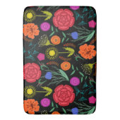 Helderkleurige bloemen op zwart badmat (Voorkant Verticaal)