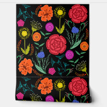 Helderkleurige bloemen op zwart