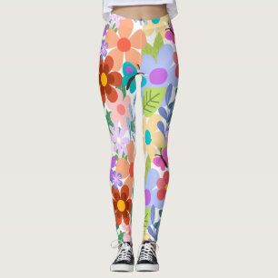 Helderkleurige bloemknoppen leggings