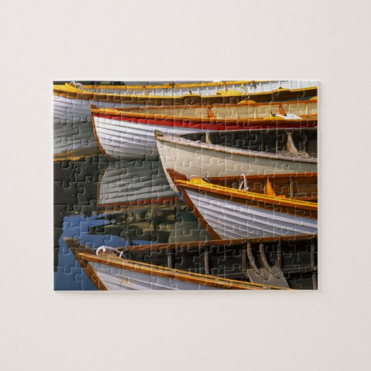 Helderkleurige boten aan het Wooden Boat Center Legpuzzel (Horizontaal)