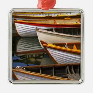 Helderkleurige boten aan het Wooden Boat Center Metalen Ornament