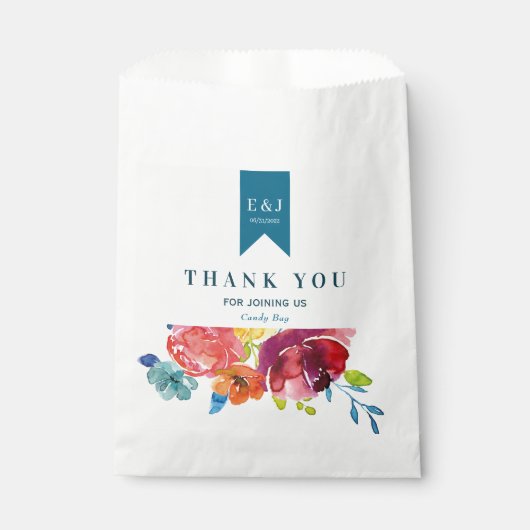 Helderkleurige bruiloft voor zomerfeest bedankzakje (Voorkant)