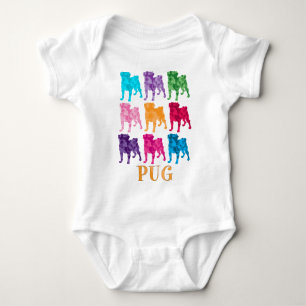Helderkleurige Camouflage Pugs Romper