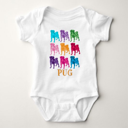 Helderkleurige Camouflage Pugs Romper (Voorkant)