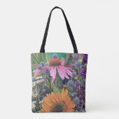 Helderkleurige Canvas tas bloemen monogram (Achterkant)