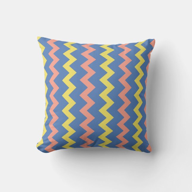 Helderkleurige chevron zigzag kussen (Voorkant)