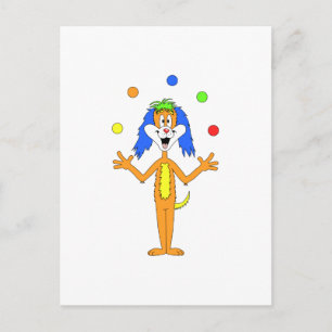 Helderkleurige Clown Dog Cartoon Briefkaart