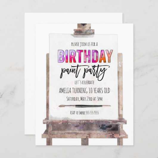 Helderkleurige Easel Paint Party kinderen, geb. (Voorkant / Achterkant)