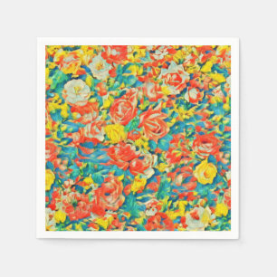 Helderkleurige Floral Blossoming Garden Fine Art Servet