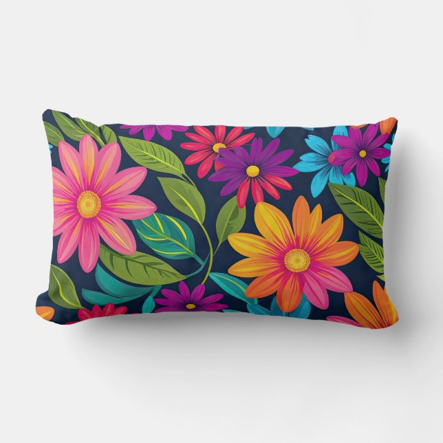 Helderkleurige Floral Kussen (Voorkant)