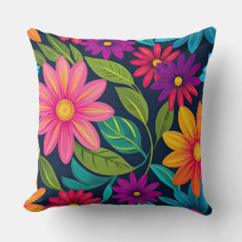 Helderkleurige Floral Kussen