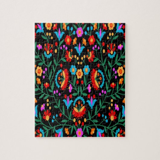 Helderkleurige Floral print Legpuzzel (Verticaal)