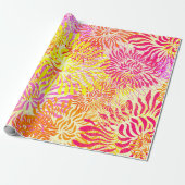 Helderkleurige Floral Spring Flowers afdrukken Cadeaupapier (Uitgerold)