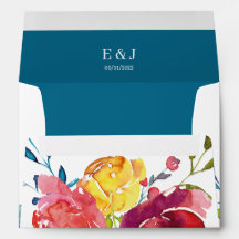 Helderkleurige floral Wedding Envelope