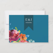 Helderkleurige floral Wedding Rsvp Kaart (Achterkant)