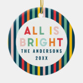 Helderkleurige foto van de moderne kerstfamilie keramisch ornament (Voorkant)