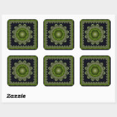 Helderkleurige fractal mandala vierkante sticker (Vel)