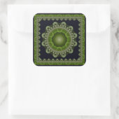 Helderkleurige fractal mandala vierkante sticker (Tas)