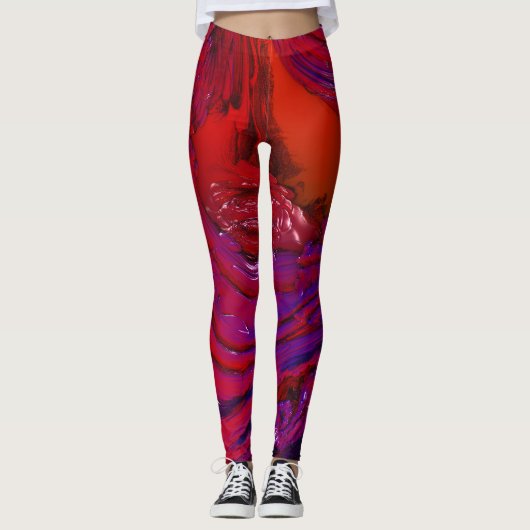 Helderkleurige fractale kunst leggings (Voorkant)