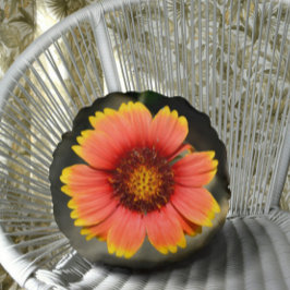 Helderkleurige Gaillardia Sunflower Rond Kussen