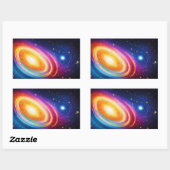helderkleurige galaxruimte geometrisch psychedelis rechthoekige sticker (Vel)