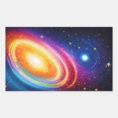helderkleurige galaxruimte geometrisch psychedelis rechthoekige sticker (Voorkant)