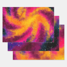 Helderkleurige galaxy-opvulpapierbladen inpakpapier vel