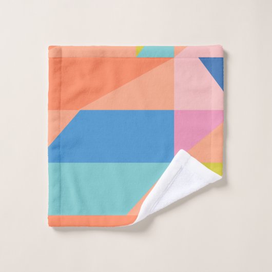 Helderkleurige geometrische vormen in roze en blau bad handdoek (Wasdoekje)