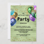 Helderkleurige glitterballonnen 50e verjaardag kaart (Achterkant)