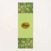 Helderkleurige groene en gele paisley yogamat (Voorkant)