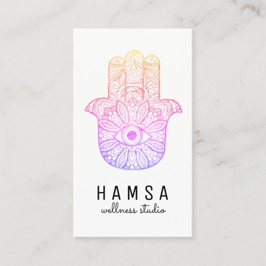 Helderkleurige Hamsa Reiki Visitekaartjes (Voorkant)