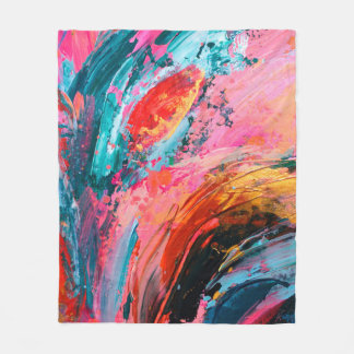 Helderkleurige hand geschilderd abstract achtergro fleece deken