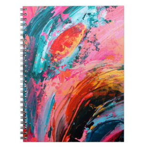 Helderkleurige hand geschilderd abstract achtergro notitieboek